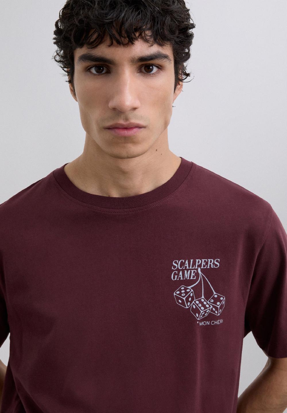 Scalpers GAME PRINT T-SHIRT BURGUNDY