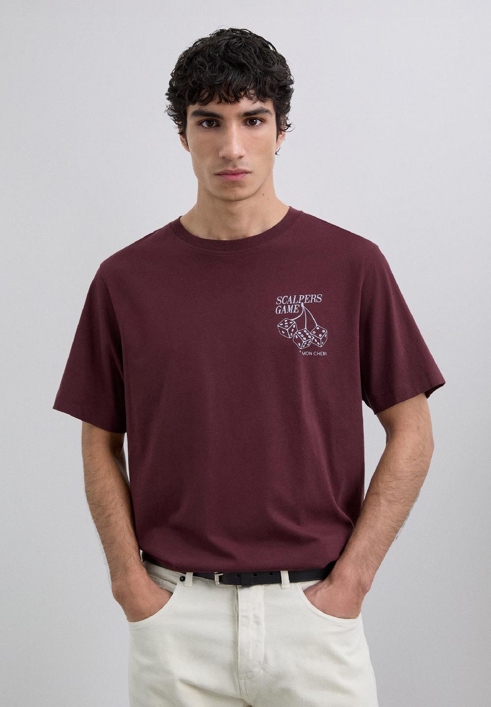 Scalpers GAME PRINT T-SHIRT BURGUNDY