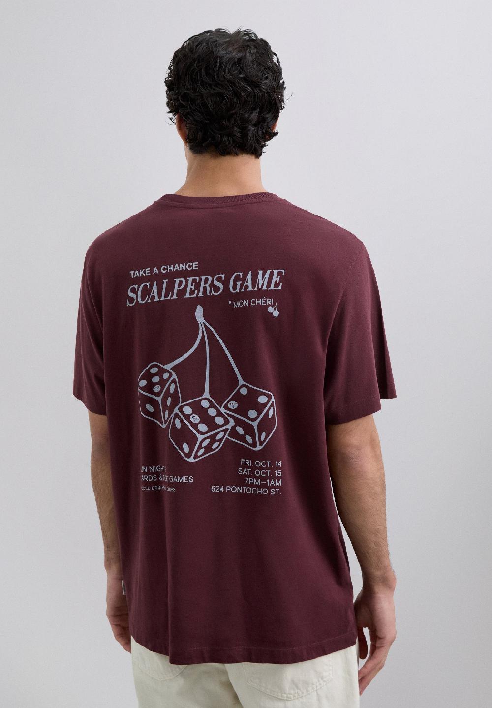 scalpers GAME PRINT T-SHIRT BURGUNDY