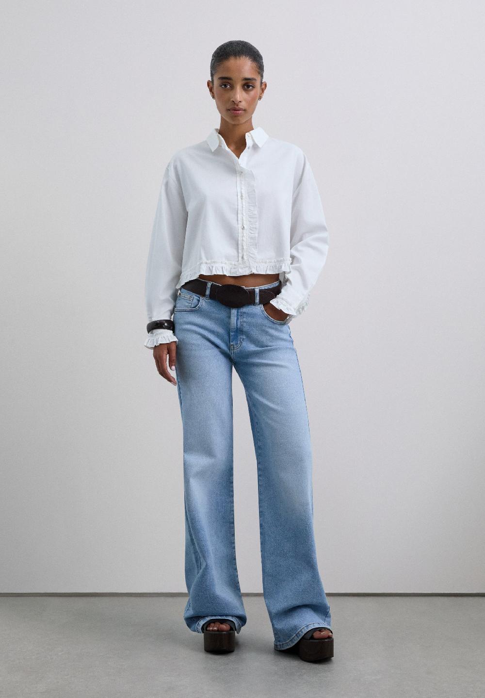 Scalpers GATHERED CROPPED SHIRT WHITE