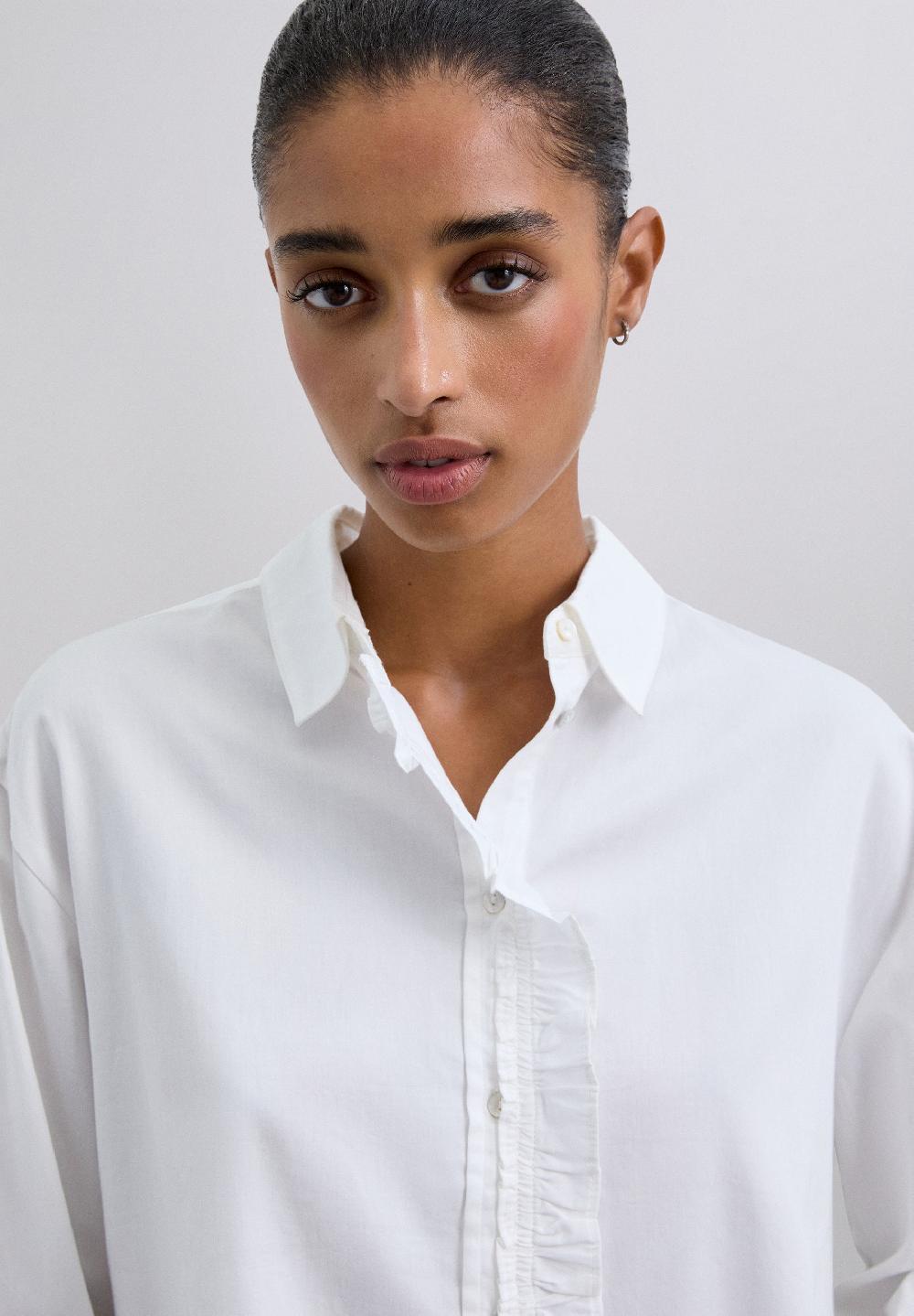 Scalpers GATHERED CROPPED SHIRT WHITE