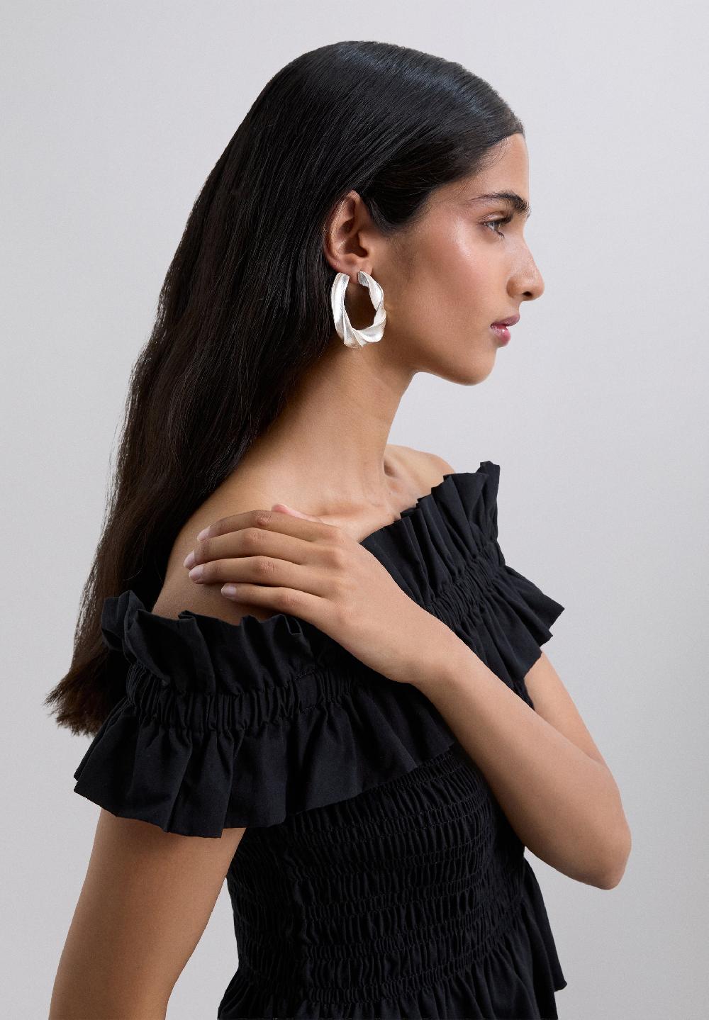 scalpers GATHERED RUFFLES TOP BLACK