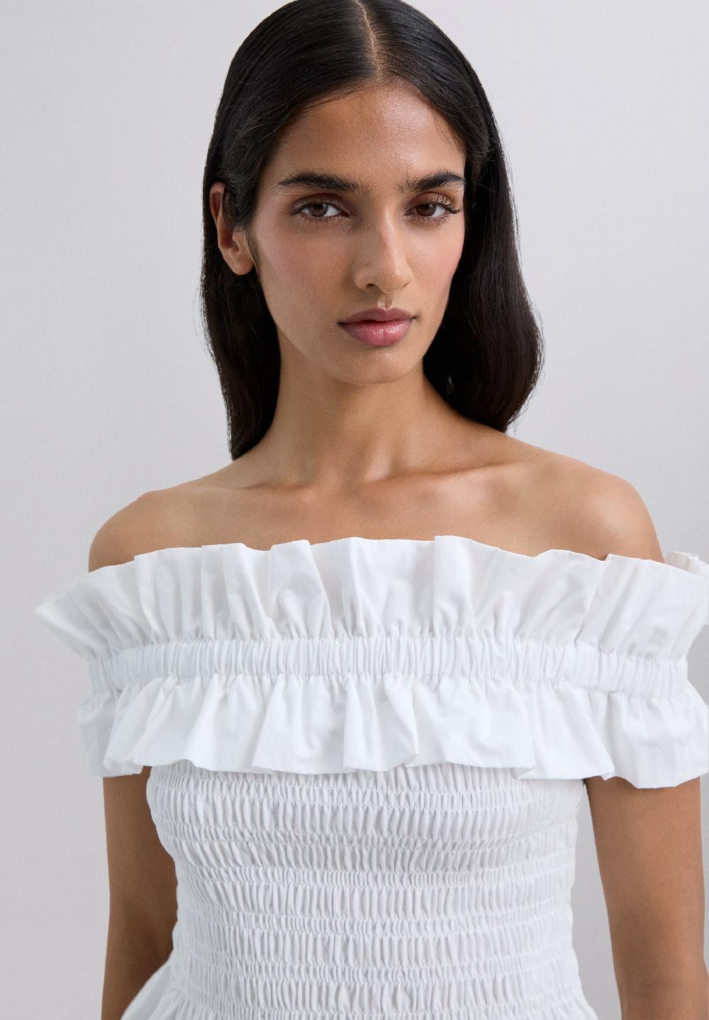 Scalpers GATHERED RUFFLES TOP WHITE