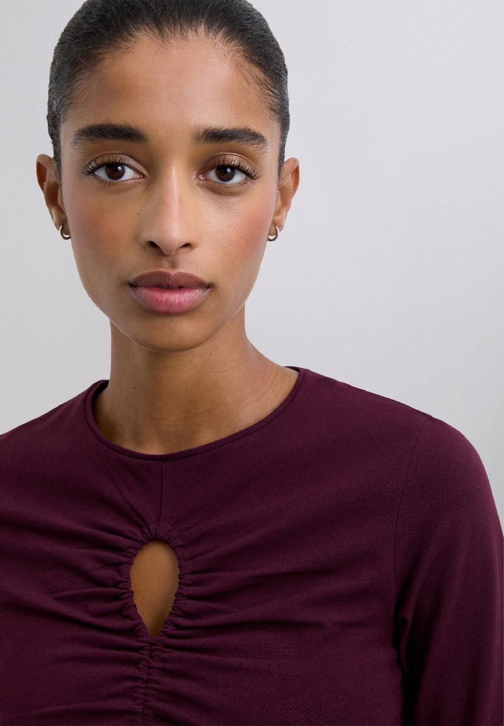 Scalpers GATHERED T-SHIRT WITH VENT BURGUNDY