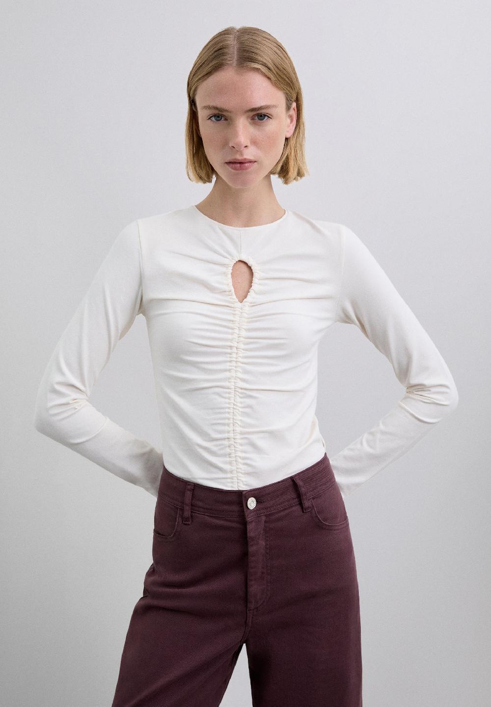 Scalpers GATHERED T-SHIRT WITH VENT WHITE