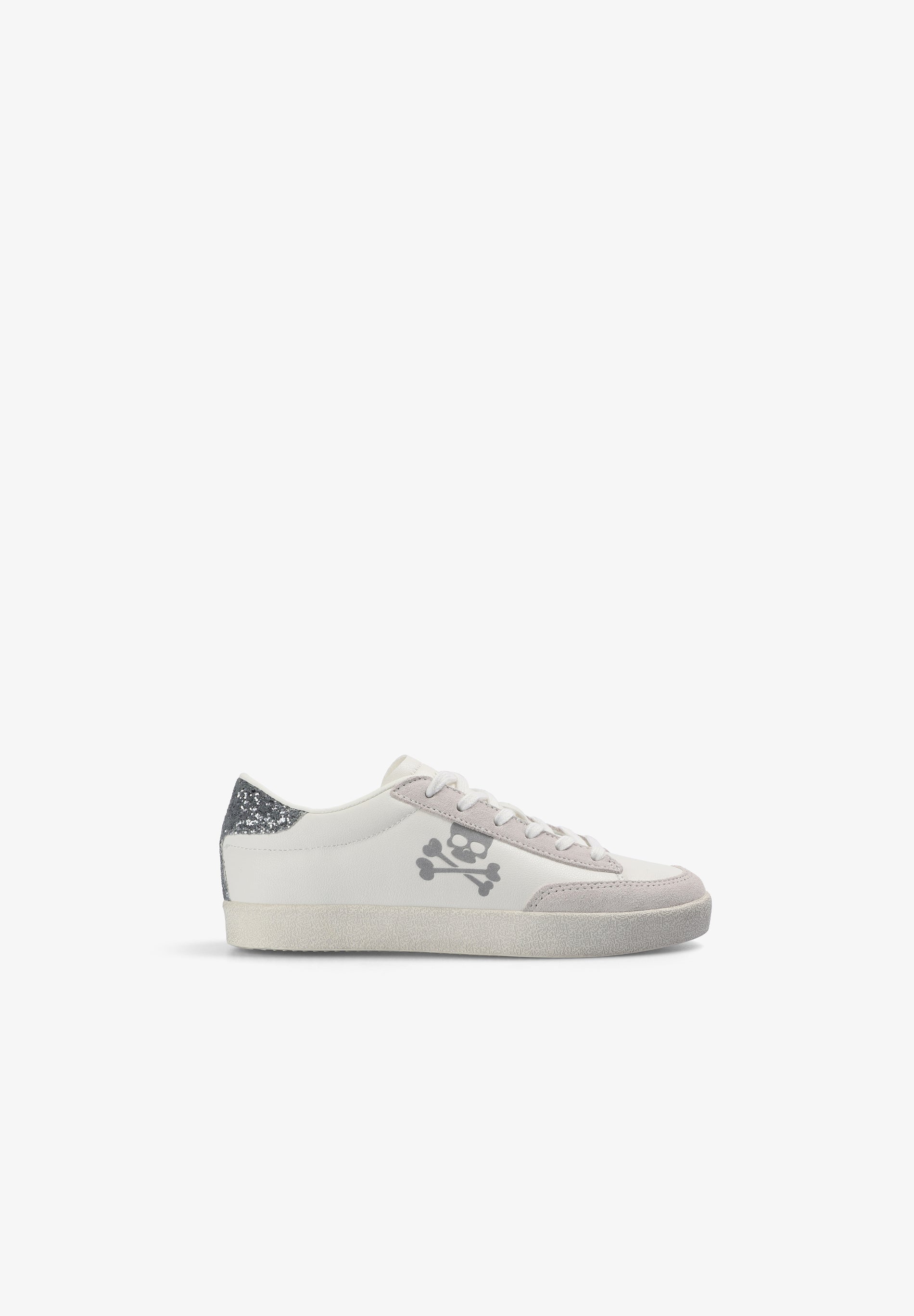 Scalpers GLITTER SKULL SNEAKERS OFF WHITE/SILVER