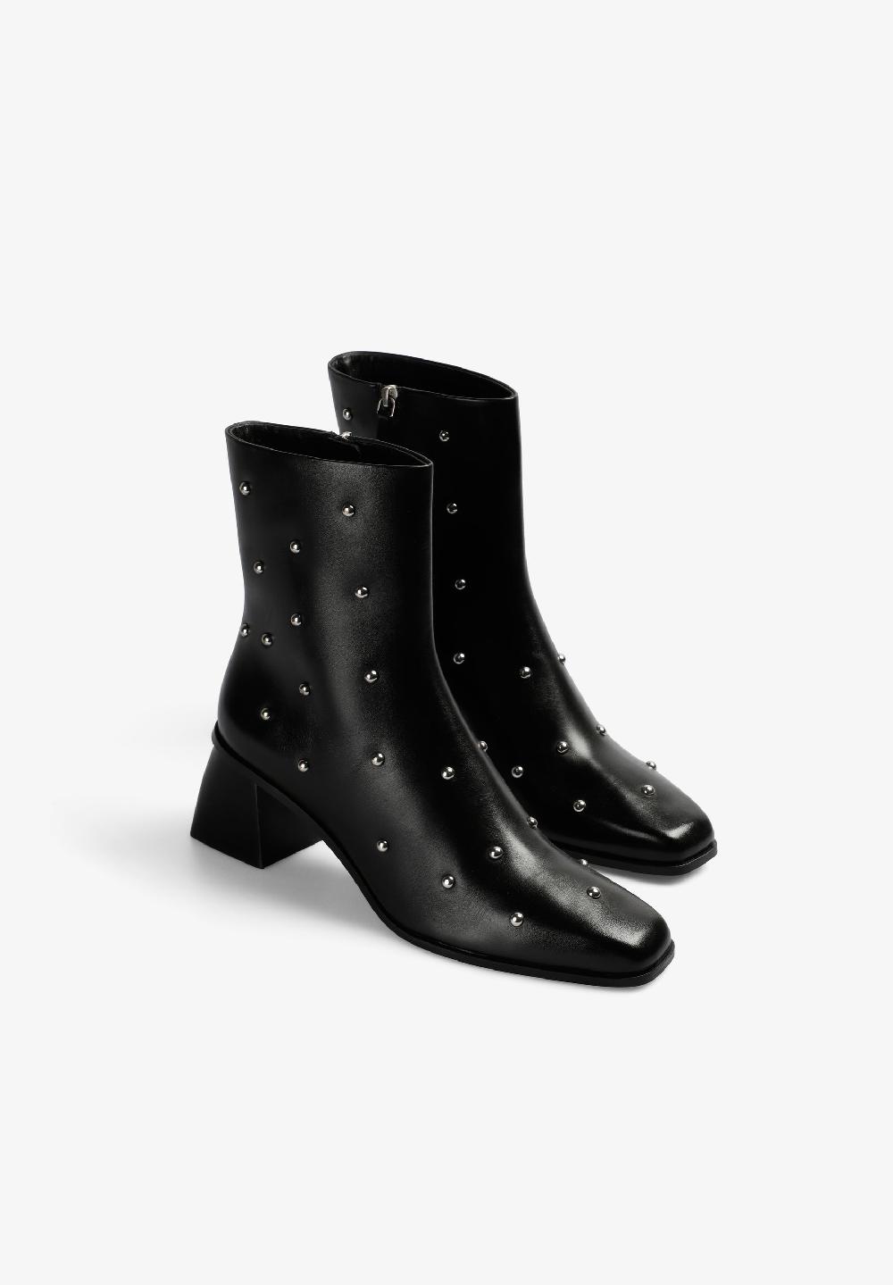 Scalpers HEELED ANKLE BOOTS WITH STUDS BLACK