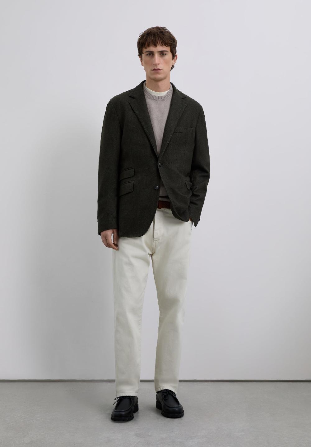 Scalpers HERRINGBONE WOOL BLAZER DARK KHAKI