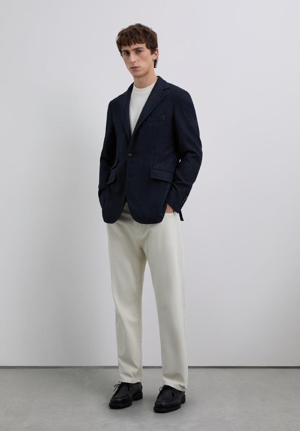 Scalpers HERRINGBONE WOOL BLAZER NAVY