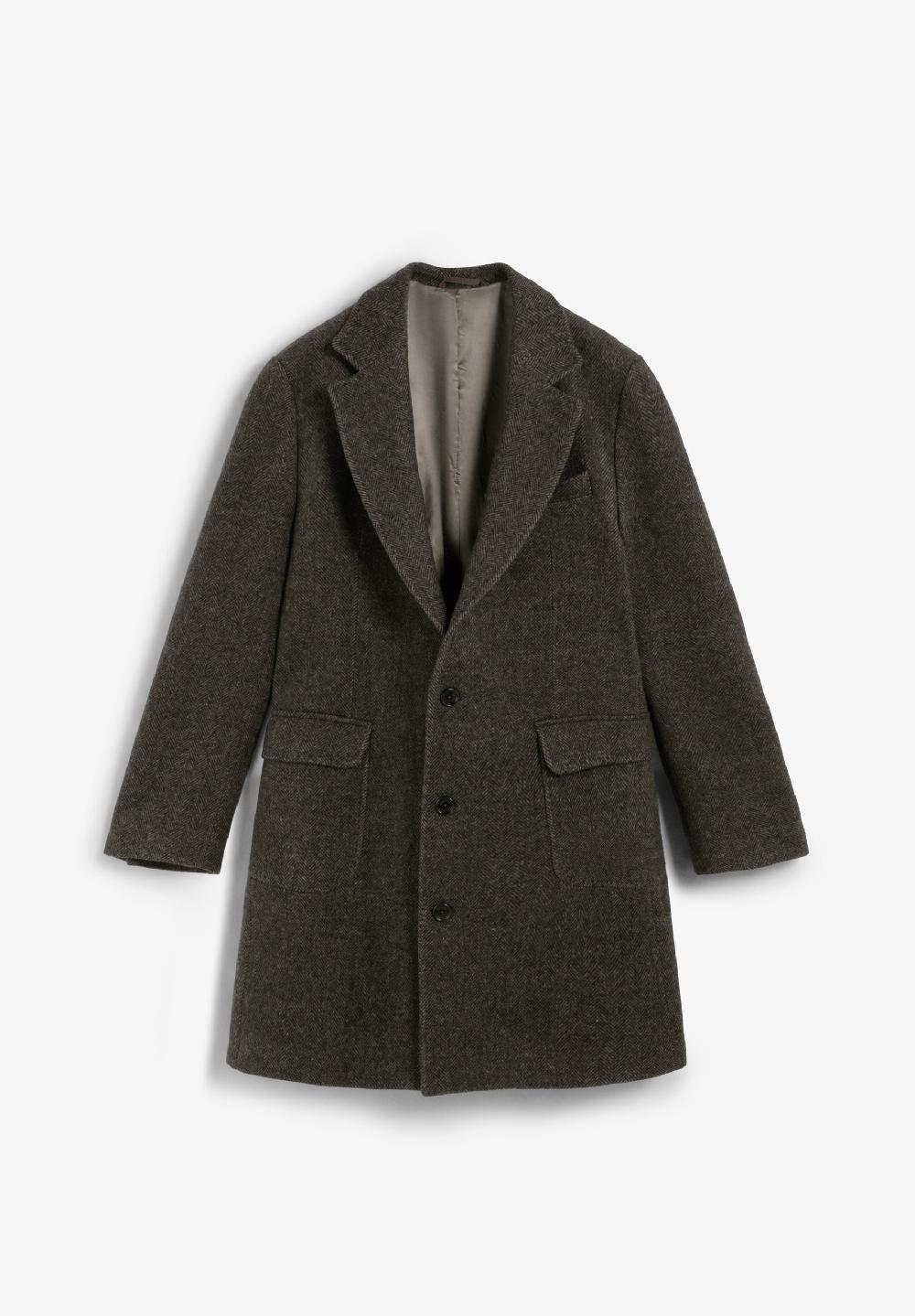 Scalpers HERRINGBONE WOOL COAT BROWN