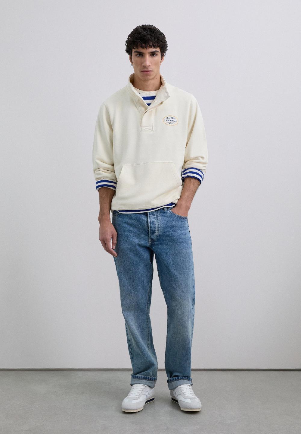 Scalpers HIGH COLLAR LOGO SWEATSHIRT CREAM