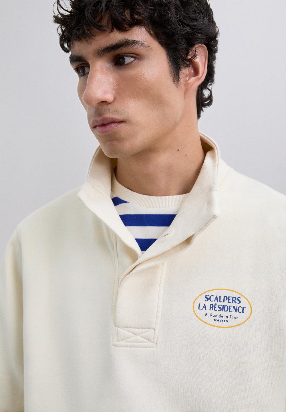 Scalpers HIGH COLLAR LOGO SWEATSHIRT CREAM