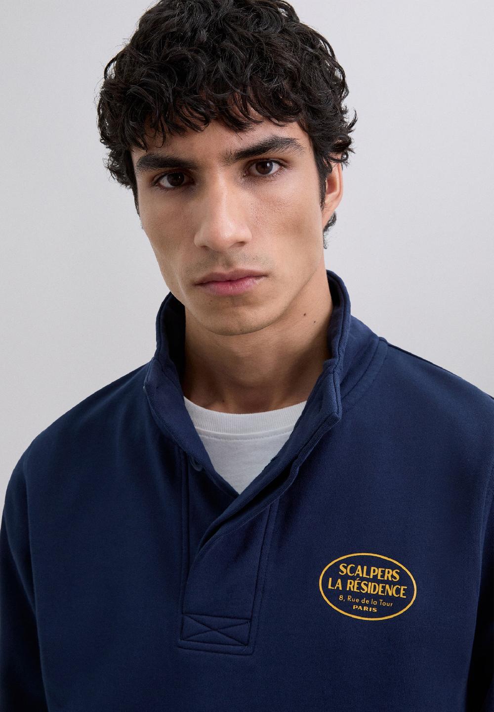 scalpers HIGH COLLAR LOGO SWEATSHIRT DARK NAVY