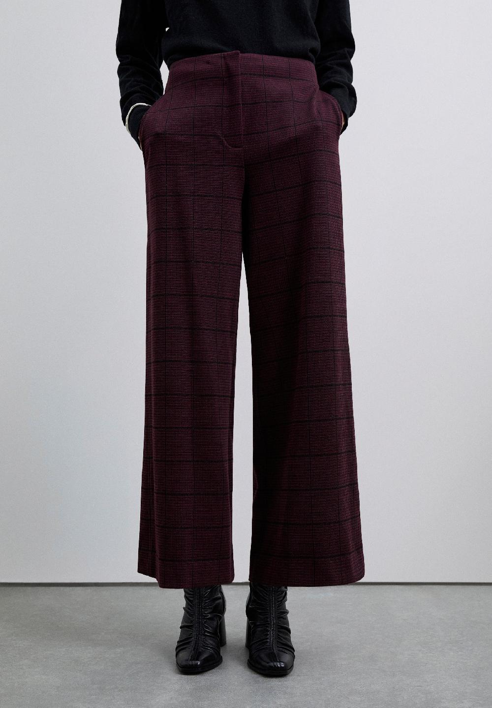 Scalpers HIGH-RISE CULOTTES BURGUNDY CHECK
