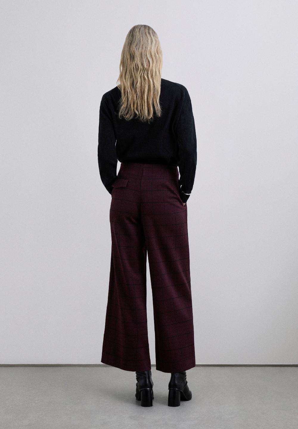 Scalpers HIGH-RISE CULOTTES BURGUNDY CHECK