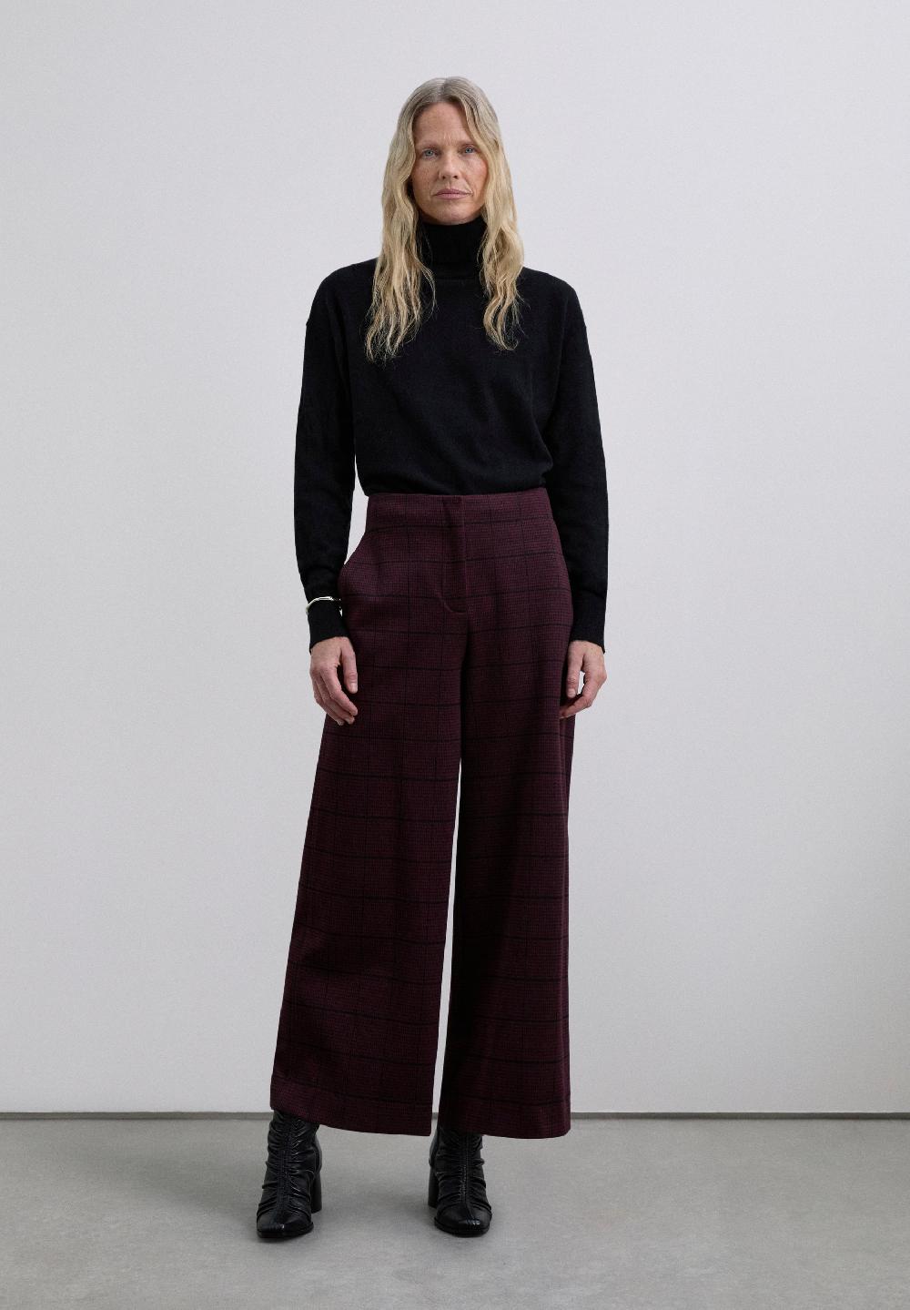 scalpers HIGH-RISE CULOTTES BURGUNDY CHECK