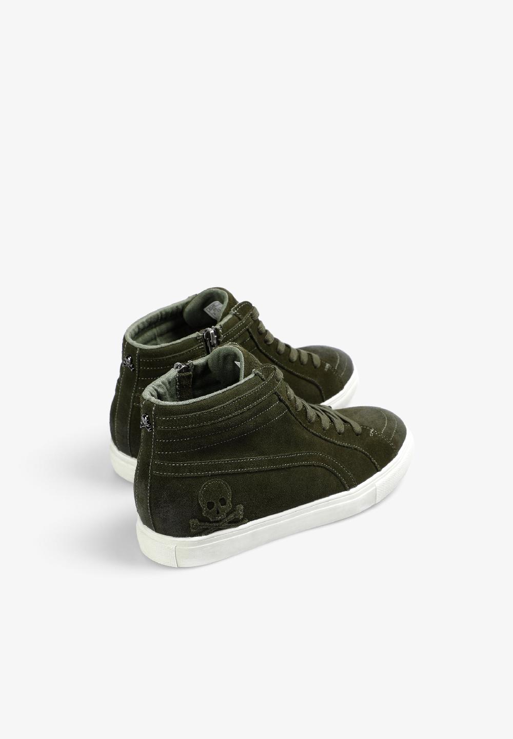 Scalpers HIGH TOP LEATHER SKULL SNEAKERS KHAKI