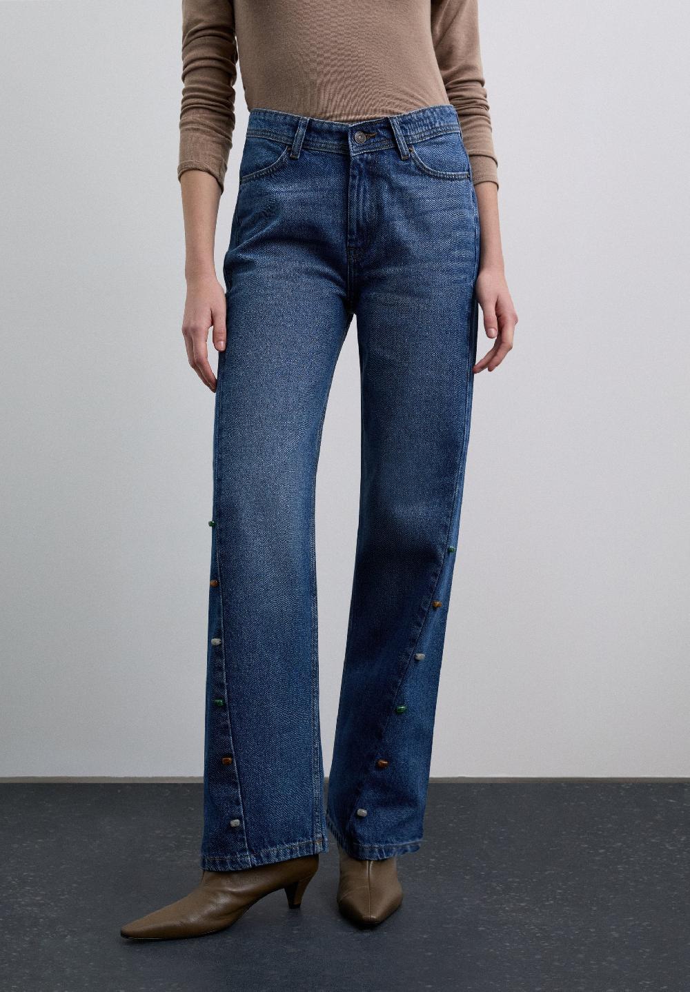 Scalpers HIGH-WAISTED JEANS WITH APPLIQUÉS INDIGO