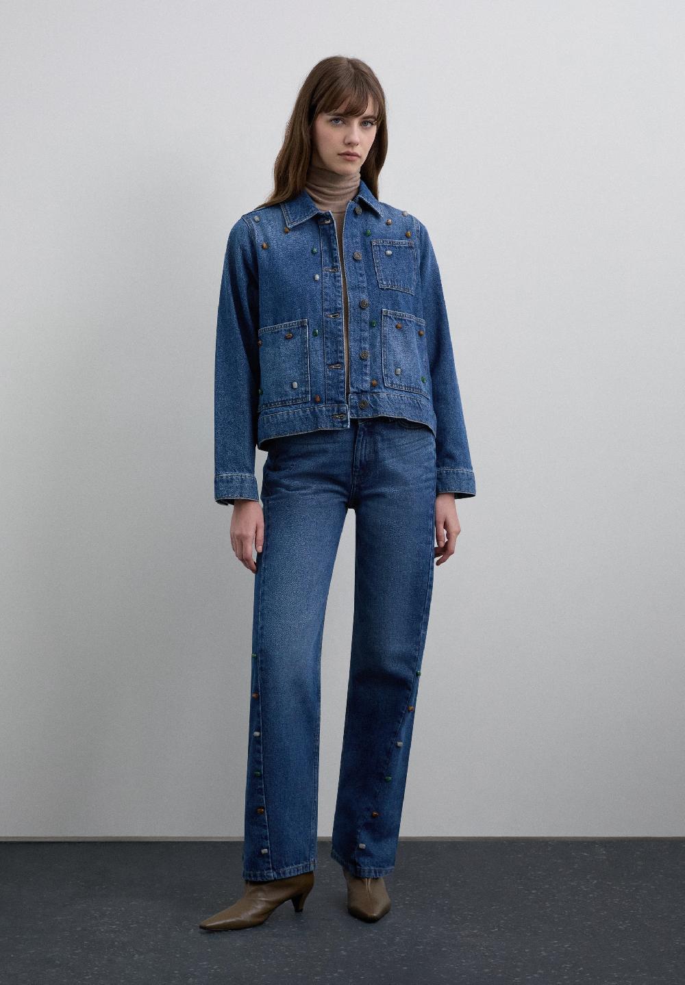 scalpers HIGH-WAISTED JEANS WITH APPLIQUÉS INDIGO
