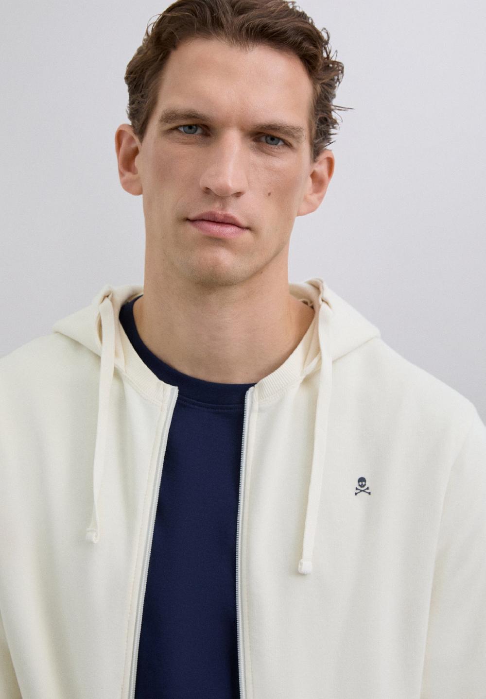 Scalpers HOODIE WITH CONTRAST SKULL CREAM