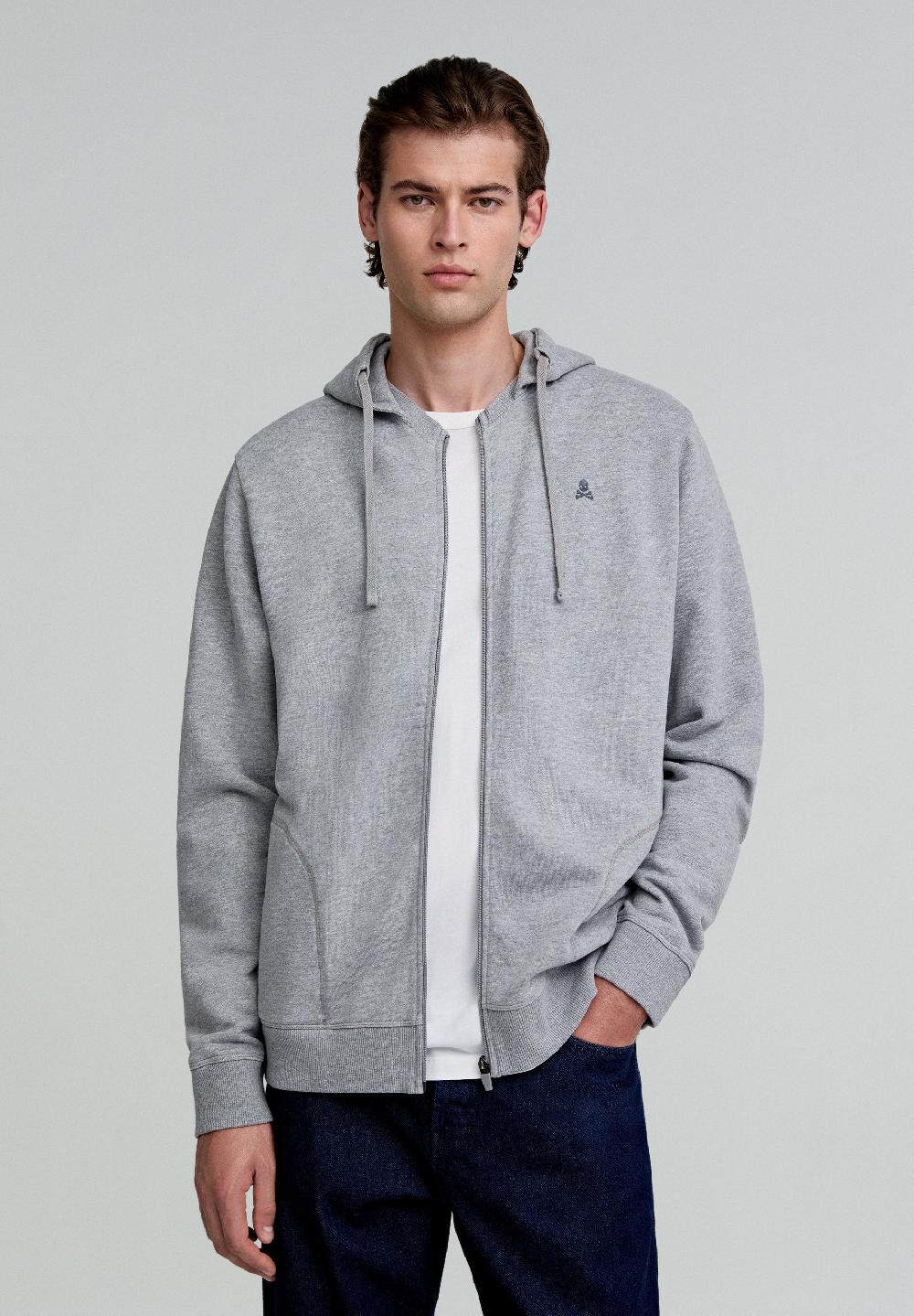 scalpers HOODIE WITH CONTRAST SKULL GREY MELANGE