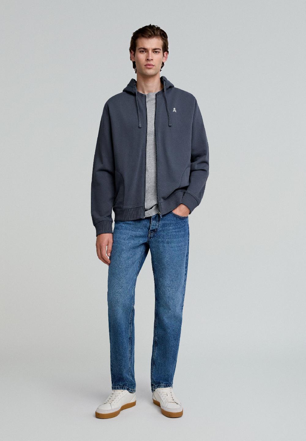 Scalpers HOODIE WITH CONTRAST SKULL NAVY