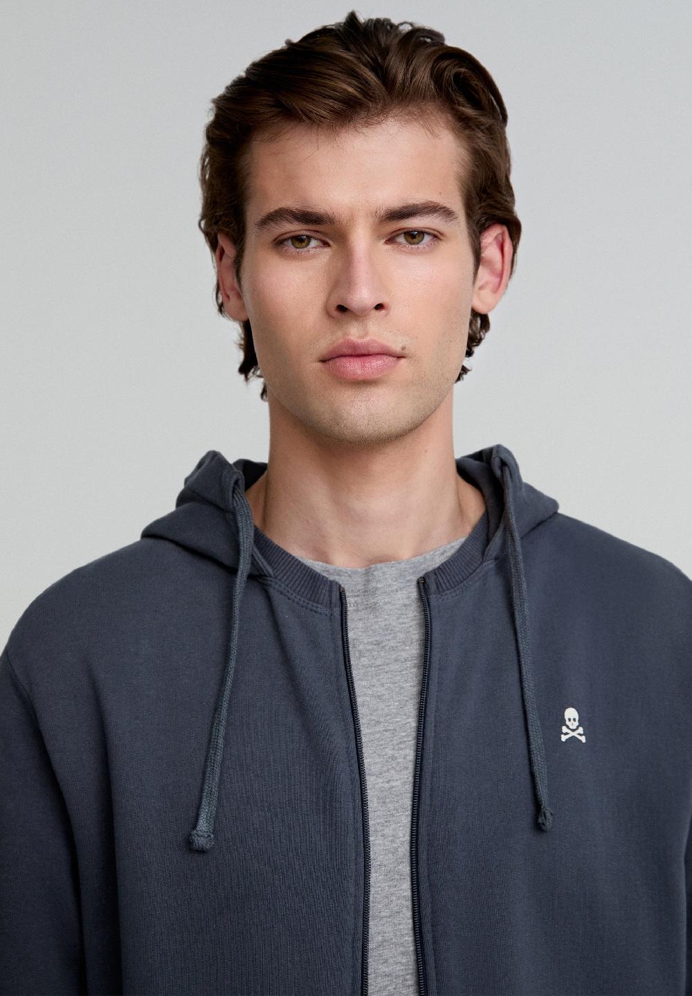 Scalpers HOODIE WITH CONTRAST SKULL NAVY