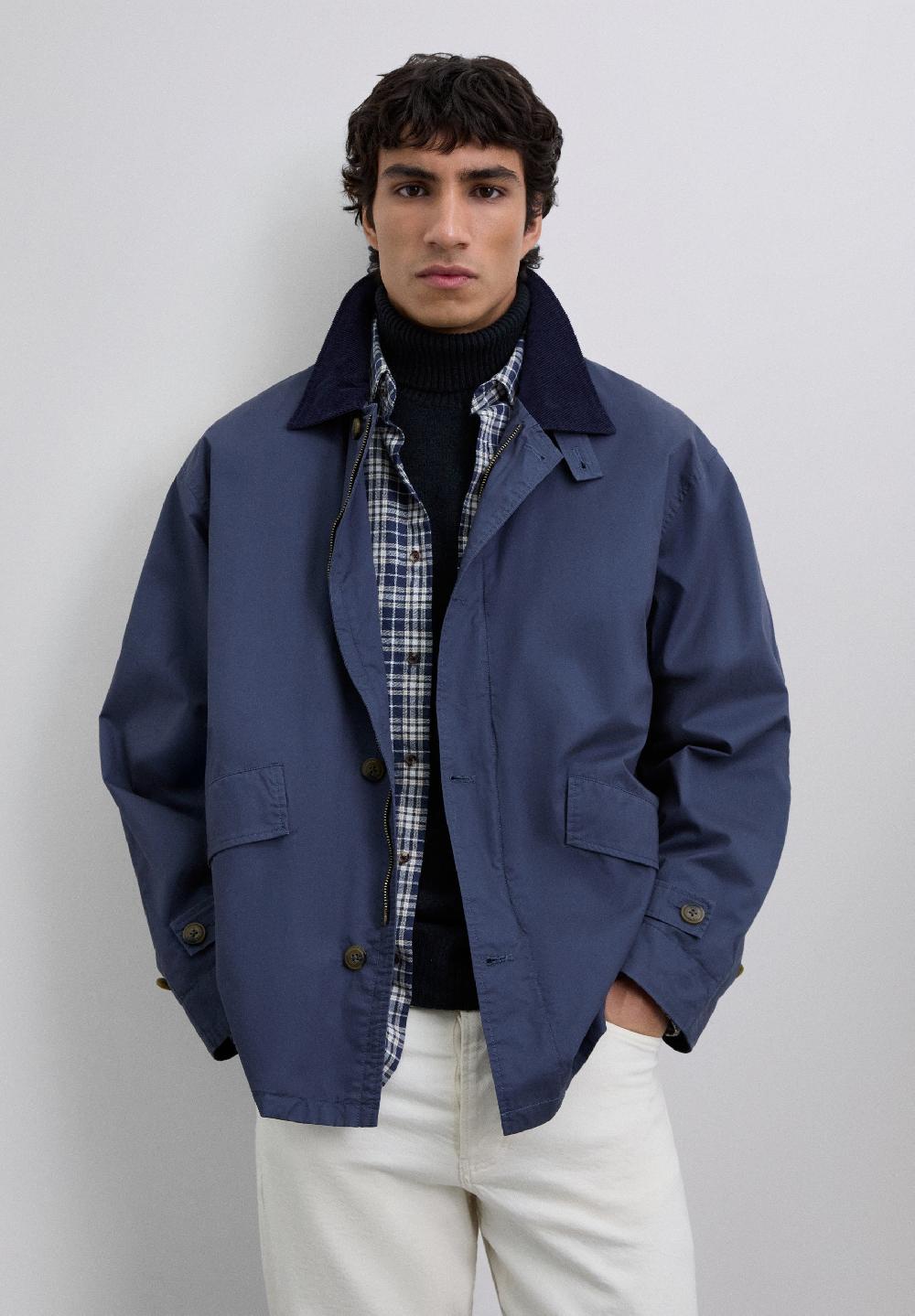 Scalpers JACKET WITH CORDUROY COLLAR NAVY