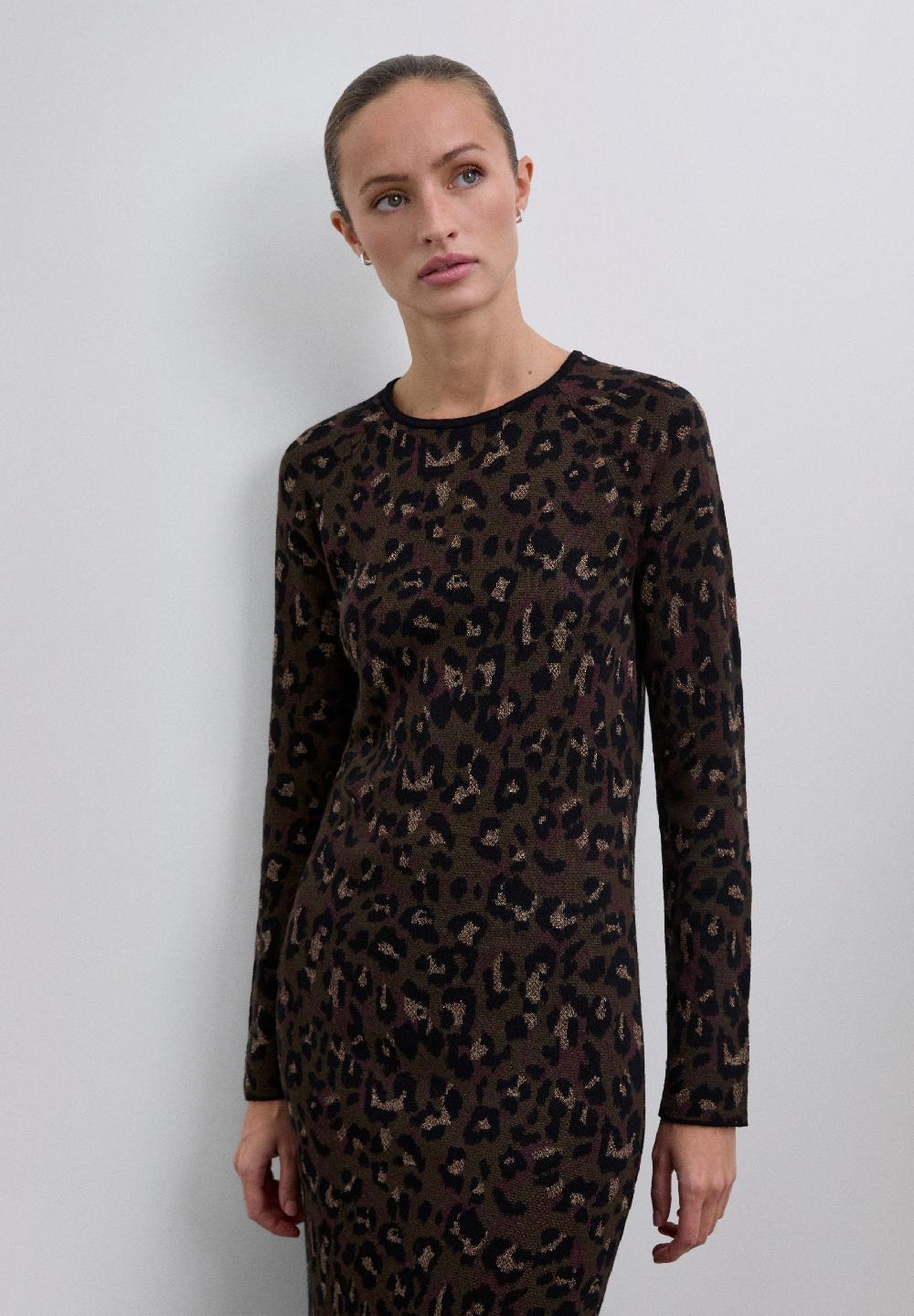 Scalpers JACQUARD KNIT MIDI DRESS ANIMAL PRINT