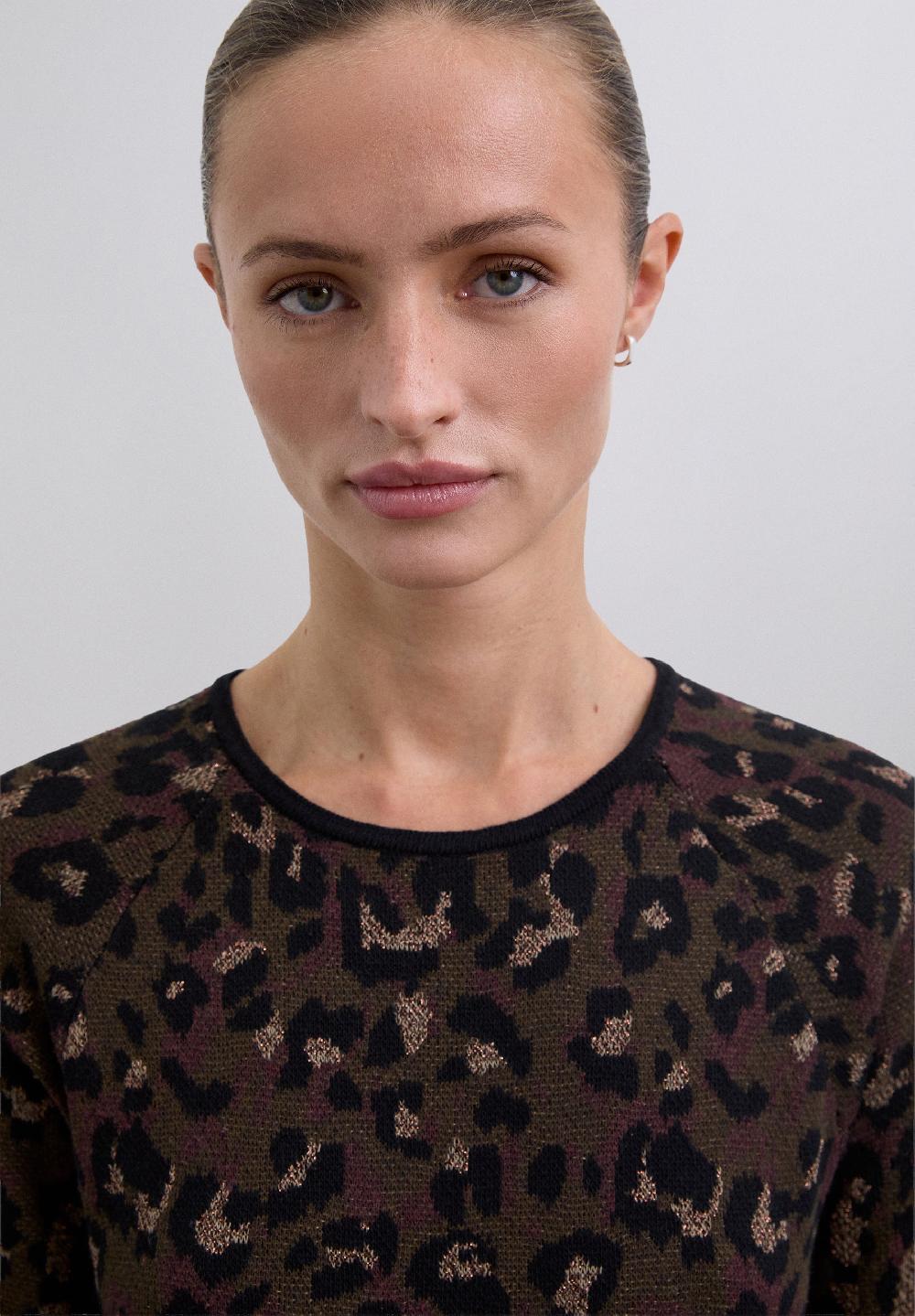 Scalpers JACQUARD KNIT MIDI DRESS ANIMAL PRINT