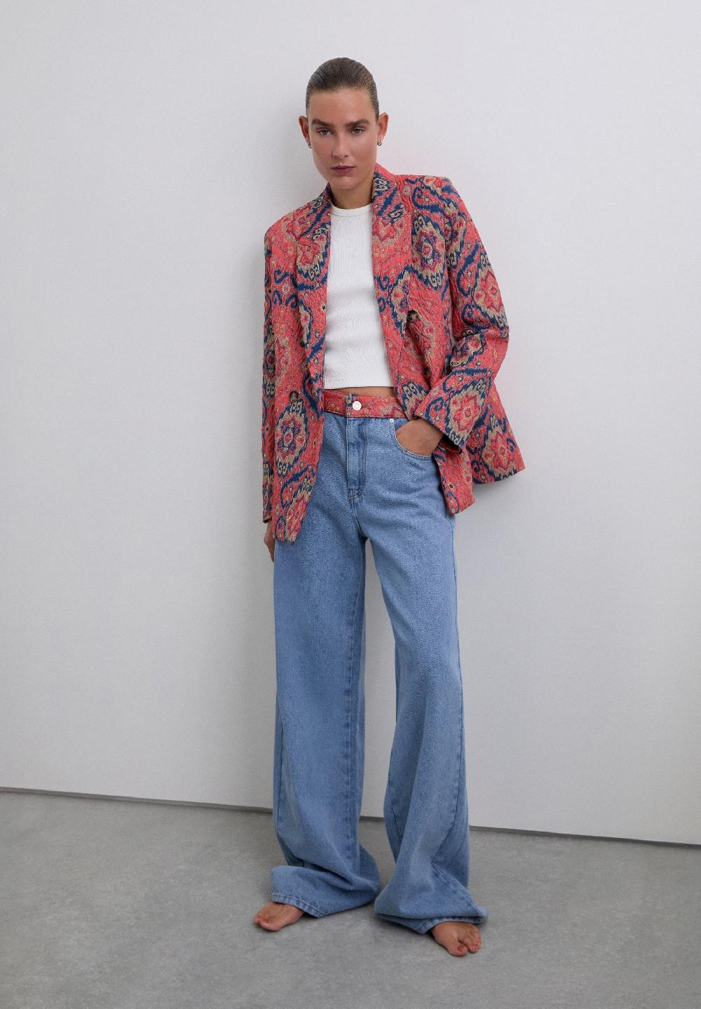 scalpers JACQUARD PRINT BLAZER CORAL