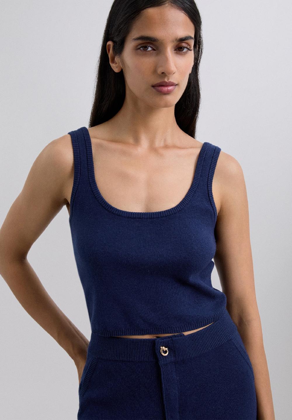Scalpers KNIT CROP TOP NAVY