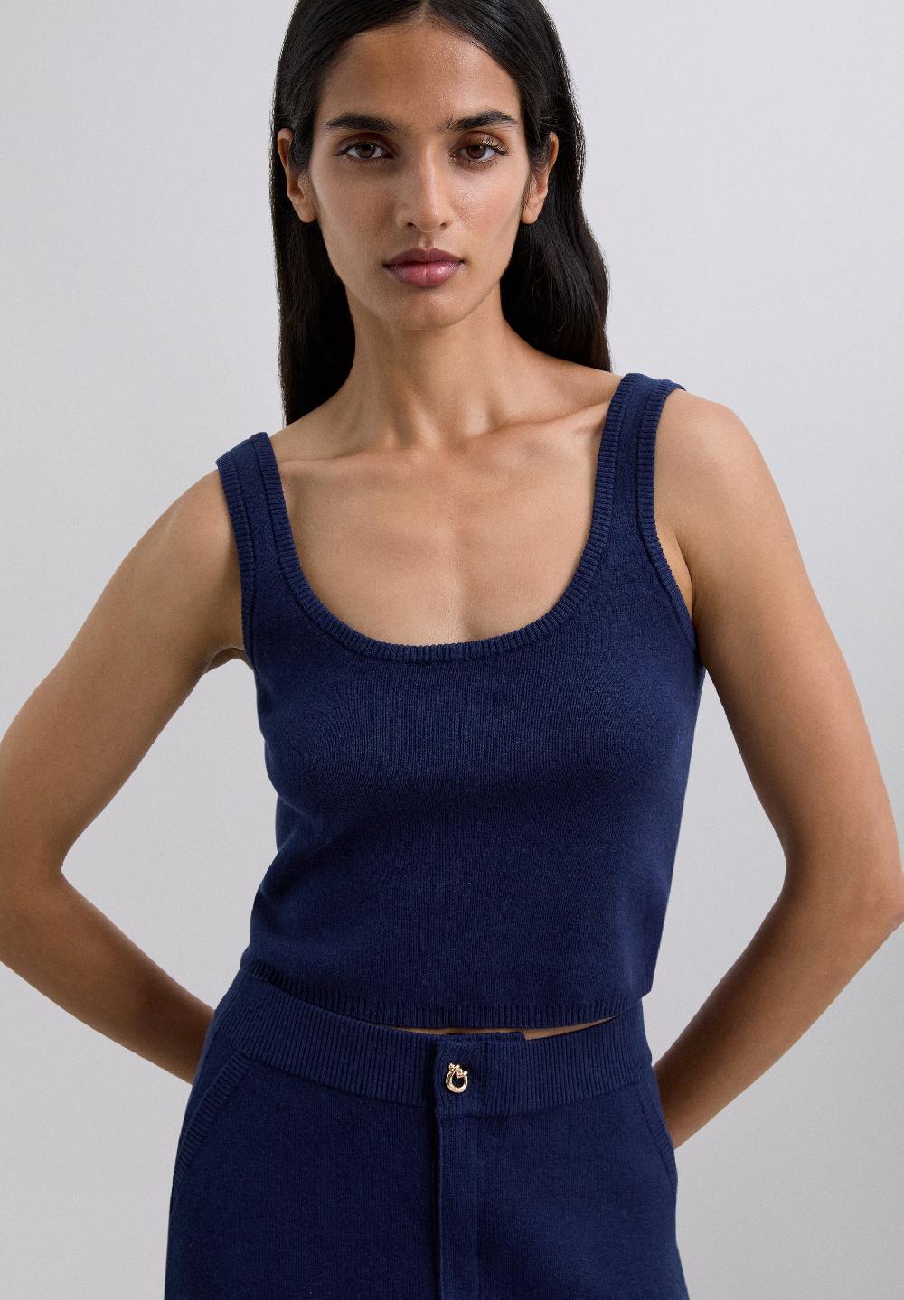 scalpers KNIT CROP TOP NAVY