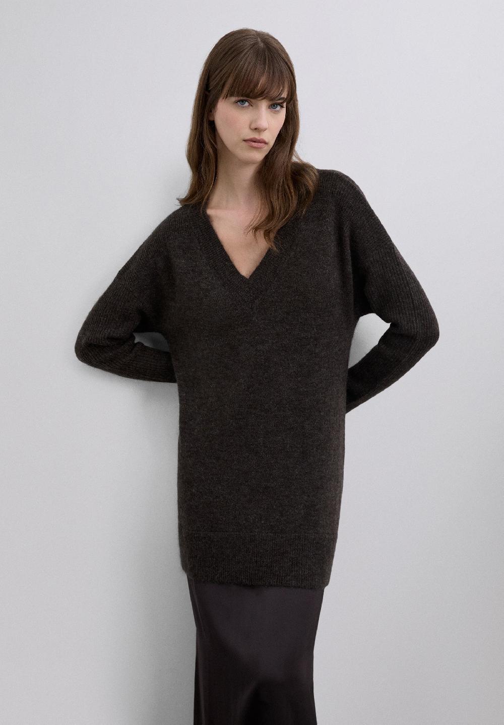 Scalpers KNITTED MIDI DRESS WITH CAMI DETAIL BROWN