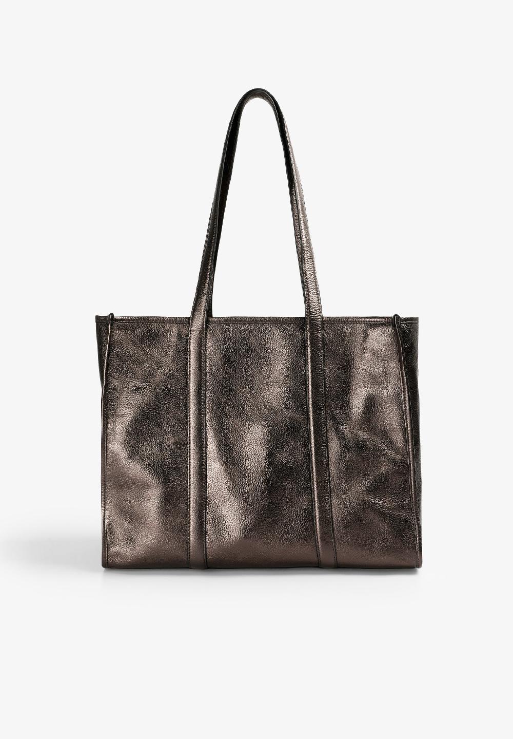 Scalpers LEATHER AND METALLIC TOTE BAG BRONZE