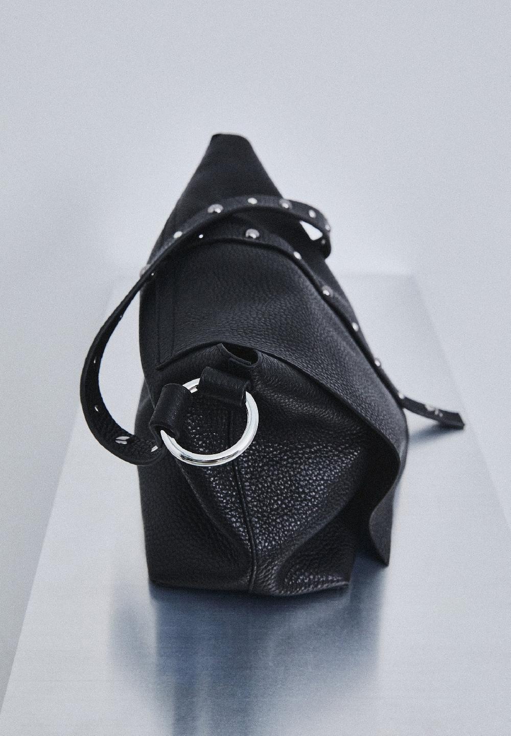 Scalpers LEATHER BAG WITH STUD DETAIL BLACK