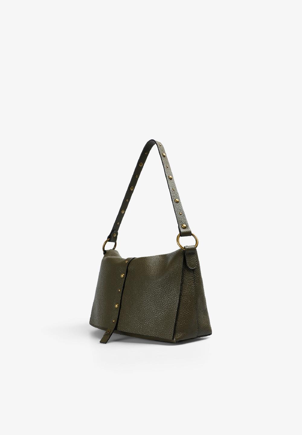 Scalpers LEATHER BAG WITH STUD DETAIL KHAKI