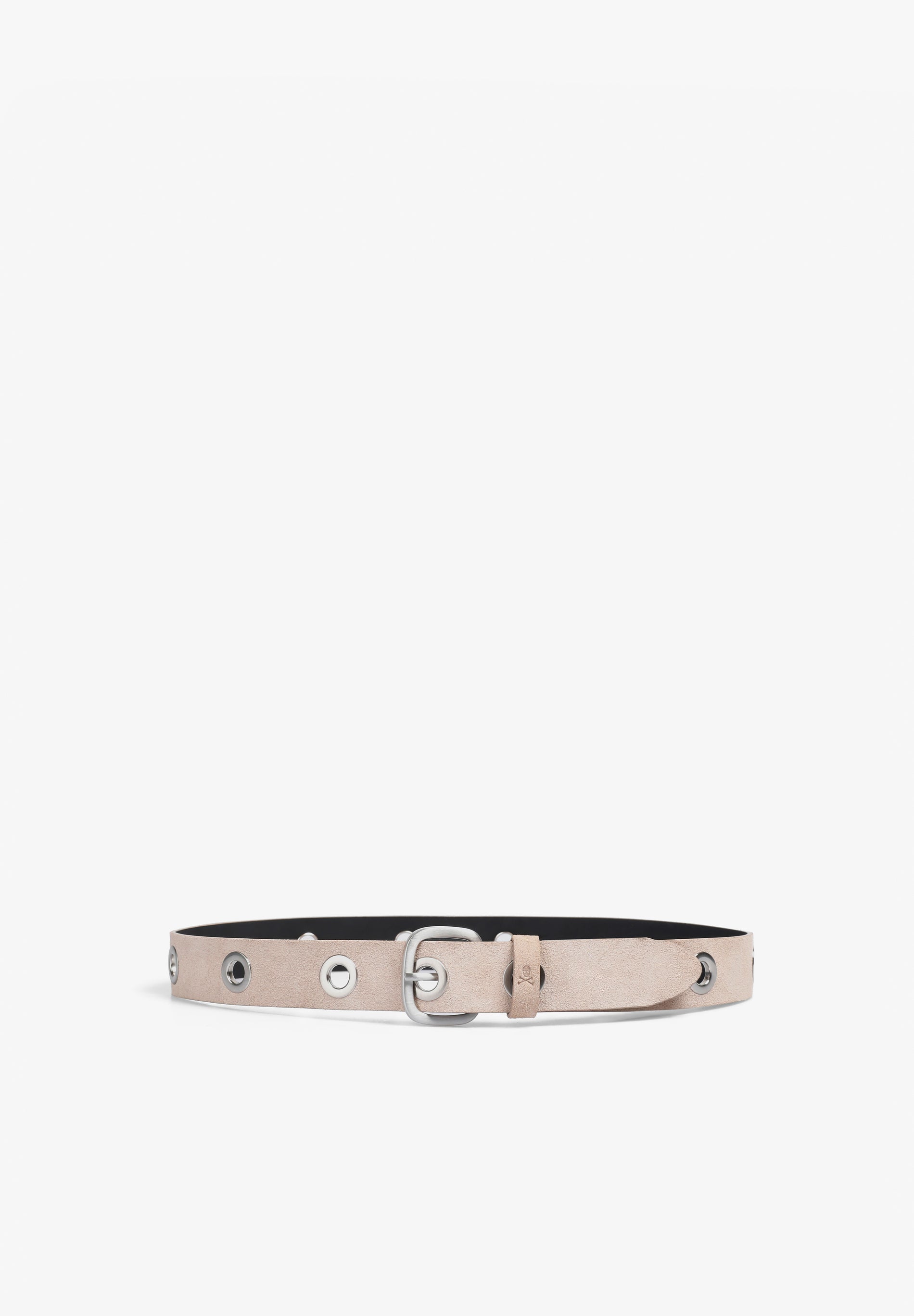 Scalpers LEATHER BELT WITH SKULL BEIGE