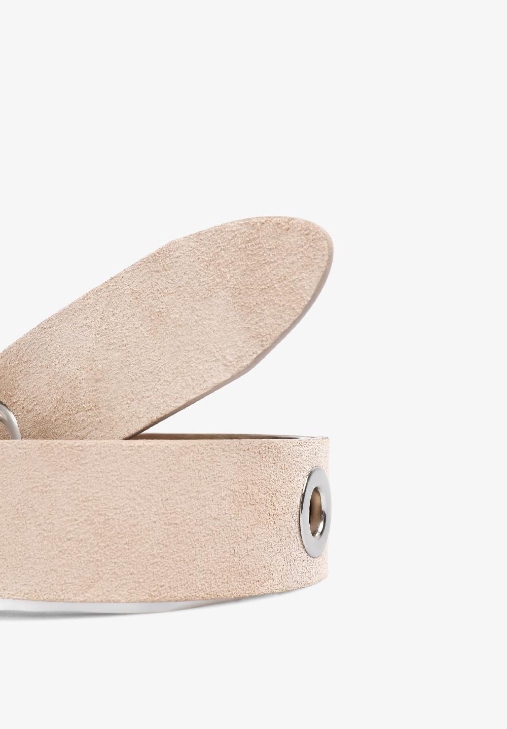 Scalpers LEATHER BELT WITH SKULL BEIGE