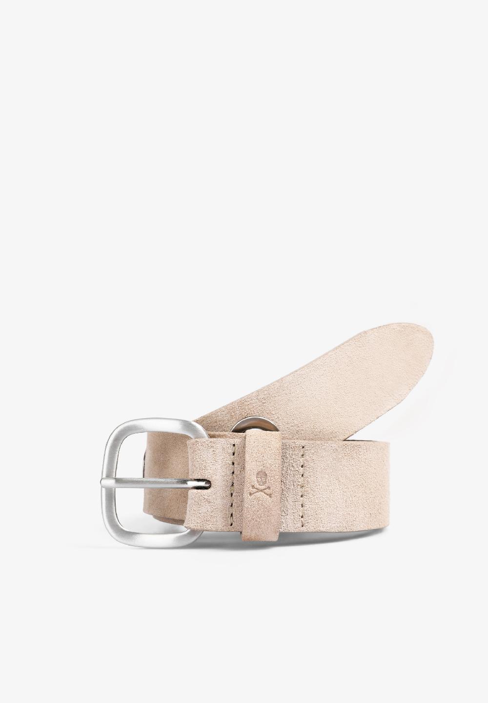 scalpers LEATHER BELT WITH SKULL BEIGE