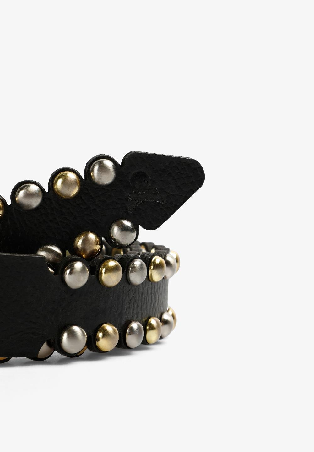 Scalpers LEATHER BELT WITH STUDS BLACK