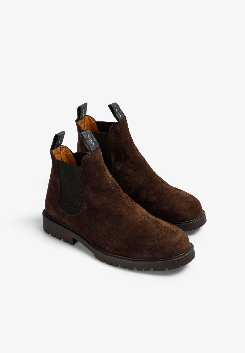 Scalpers LEATHER CHELSEA BOOTS DARK BROWN