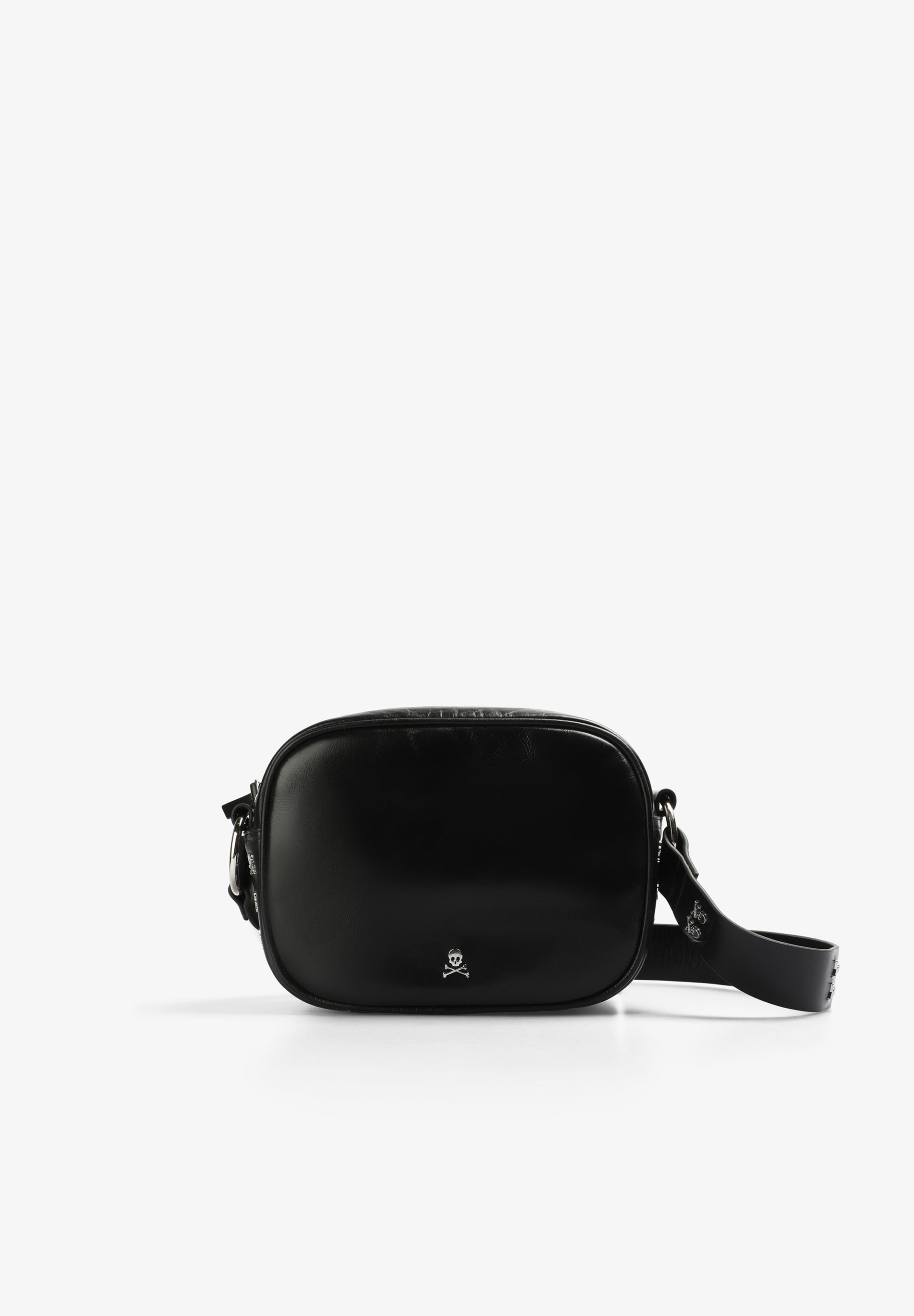 Scalpers LEATHER CROSSBODY BAG WITH SKULL BLACK