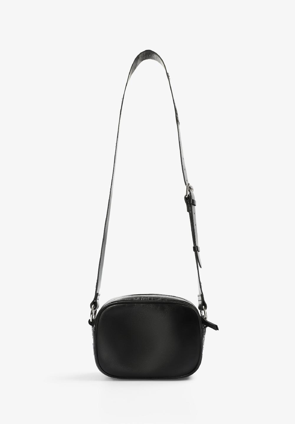 Scalpers LEATHER CROSSBODY BAG WITH SKULL BLACK
