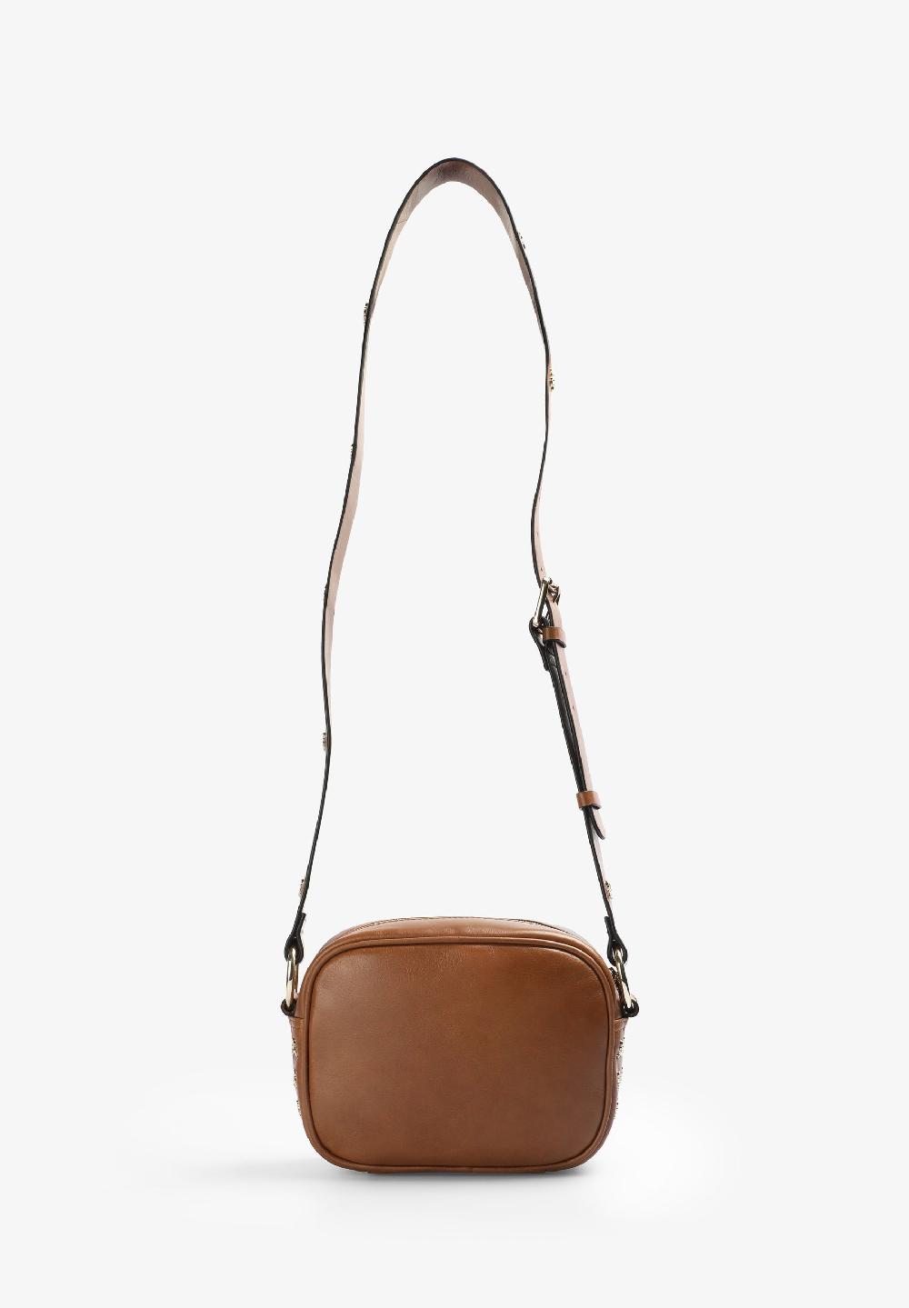 Scalpers LEATHER CROSSBODY BAG WITH SKULL CAMEL
