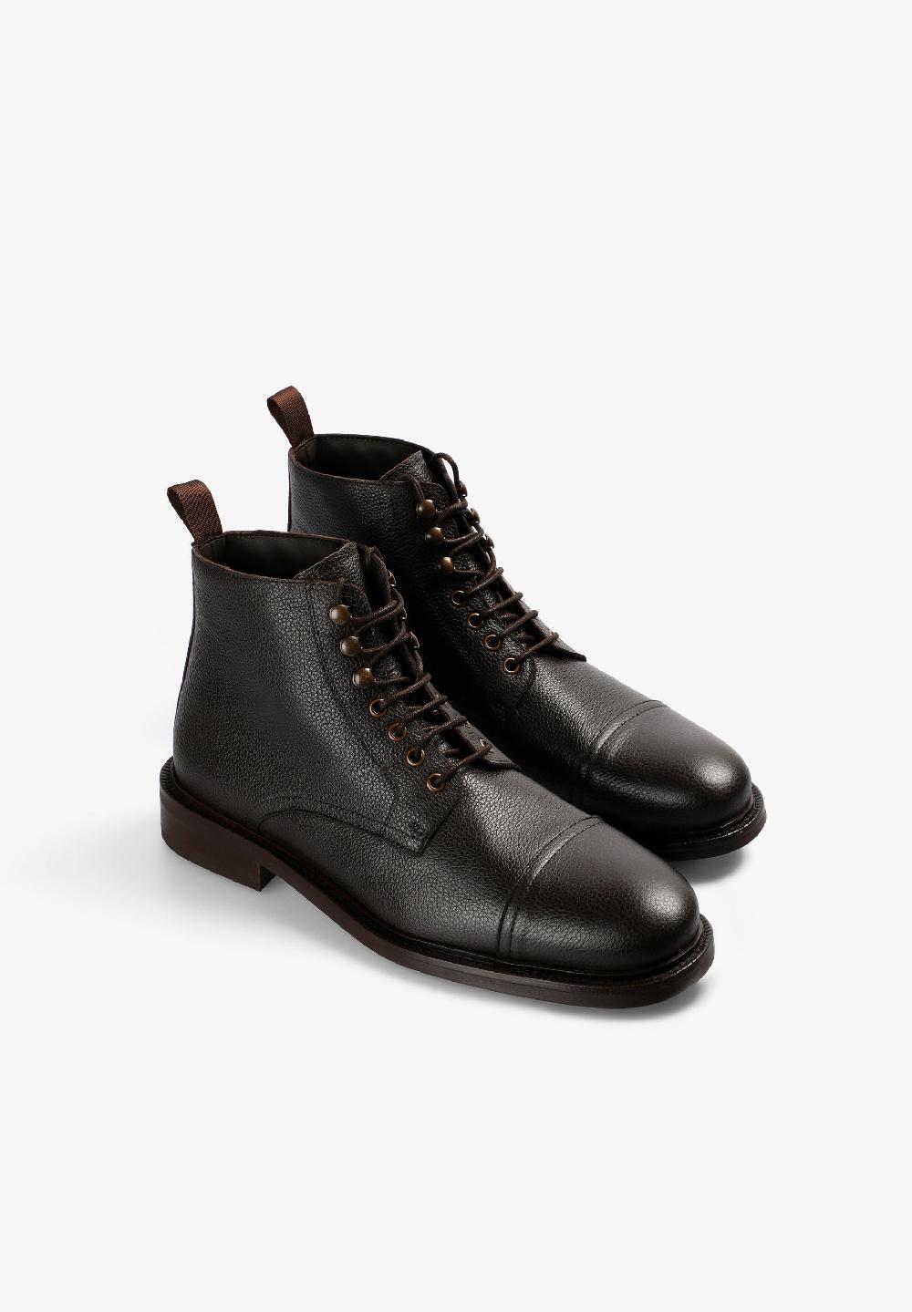 Scalpers LEATHER DERBY BOOTS DARK BROWN