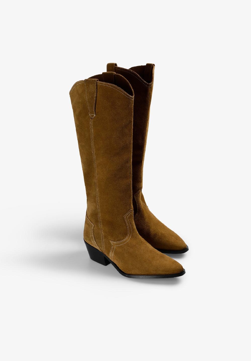 Scalpers LEATHER KNEE-HIGH COWBOY BOOTS CAMEL