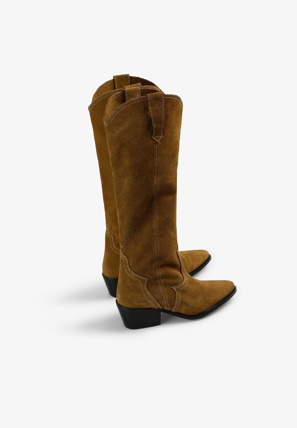 Scalpers LEATHER KNEE-HIGH COWBOY BOOTS CAMEL