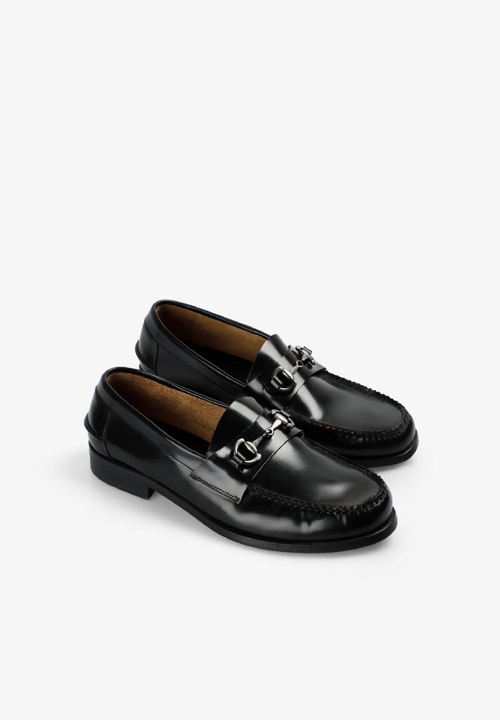 Scalpers LEATHER LOAFERS WITH BUCKLE BLACK
