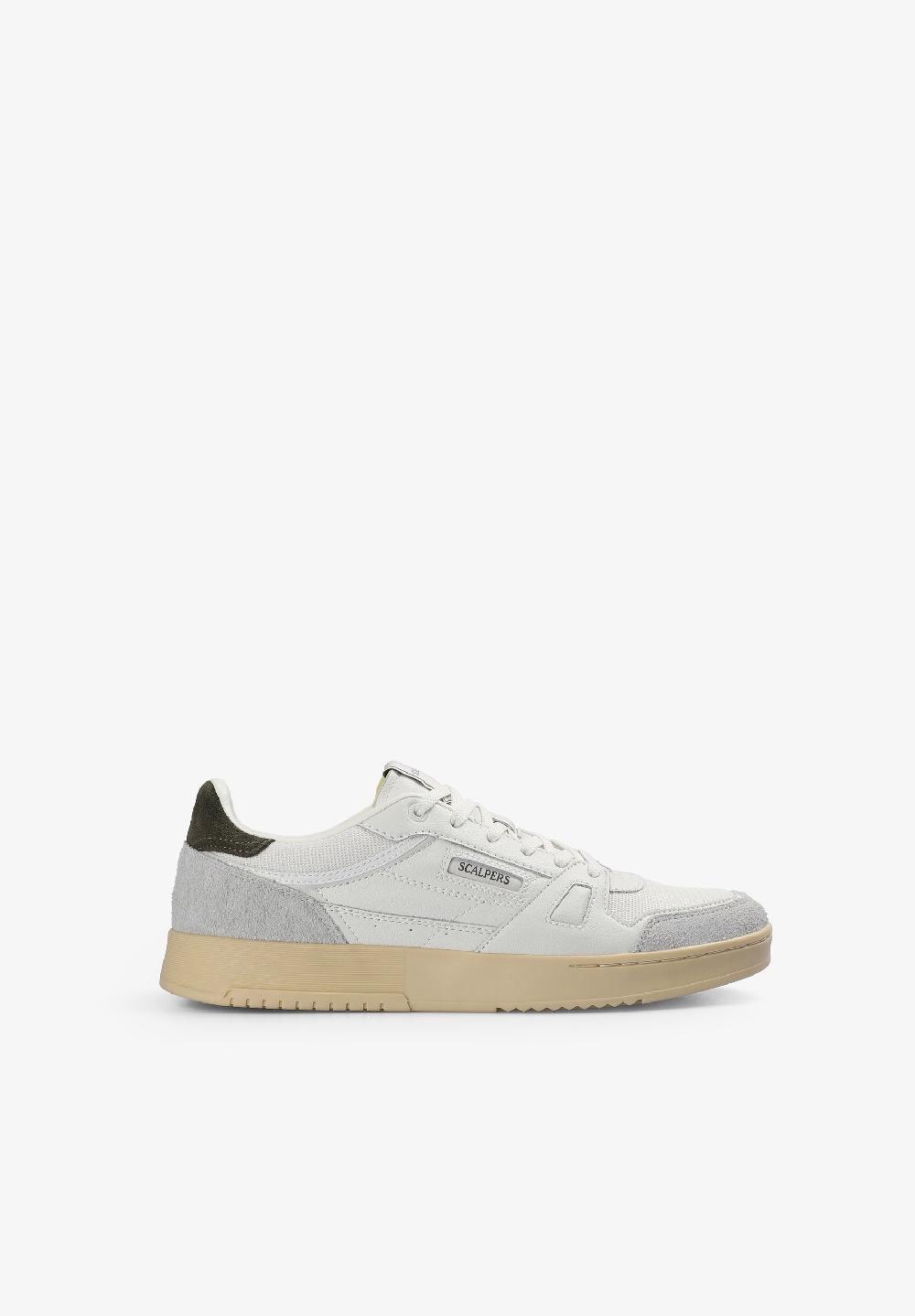 Scalpers LEATHER LOGO SNEAKERS WHITE/KHAKI